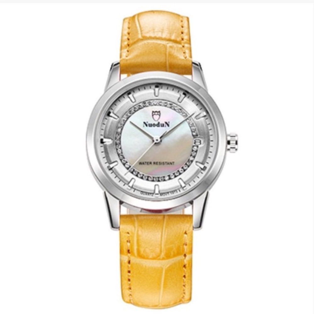 Genuine Crystal yellow leather watch
